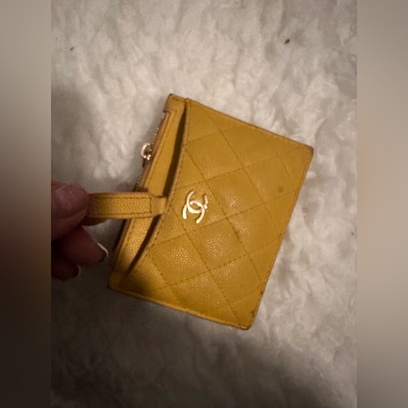 Luxury Designer Wallet Mini Compact Zippered Card Case Yellow - Picture 4 of 4